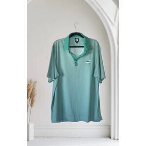 FootJoy FJ Mint Green Micro Gingham Check Golf Polo Shirt Mens XL Poly Stretch
